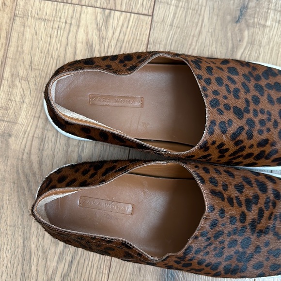 Zara Shoes Zara Brown Black Animal Print Slip On Sneakers Mules